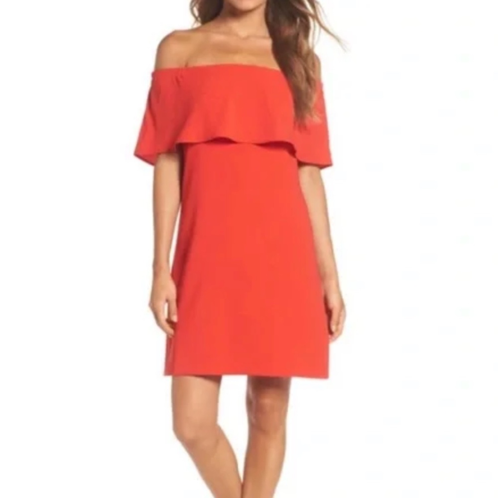 Charles Henry Off the Shoulder Elegant Red Dress